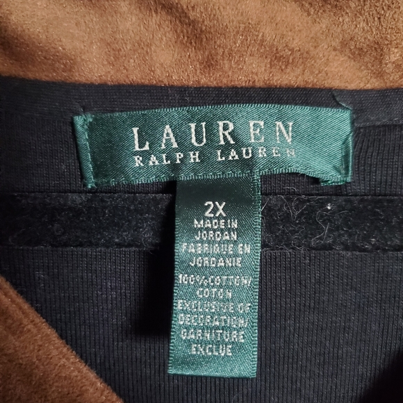 LAUREN Rallph Lauren - 2X - Mid-Length Black Dress + Faux Seude Trim/Belt - EUC - Picture 5 of 6